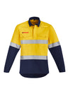 ZW143-Mens Orange Flame Hi Vis Closed Front Shirt - Hoop Taped