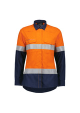 ZW170-Womens Orange Flame Lightweight Ripstop Taped Shirt