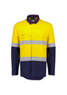 ZW180-Mens Orange Flame Lightweight Ripstop Spliced Shirt - Hoop Taped