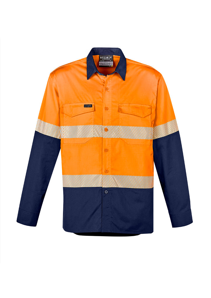 ZW229-Mens Rugged Cooling Hi Vis Segmented Tape Long Sleeve Shirt