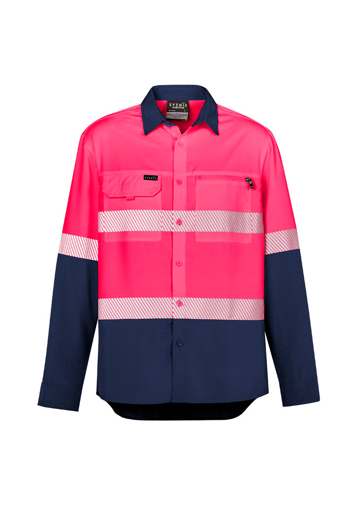 ZW470-Mens Hi Vis Outdoor Segmented Tape Long Sleeve Shirt