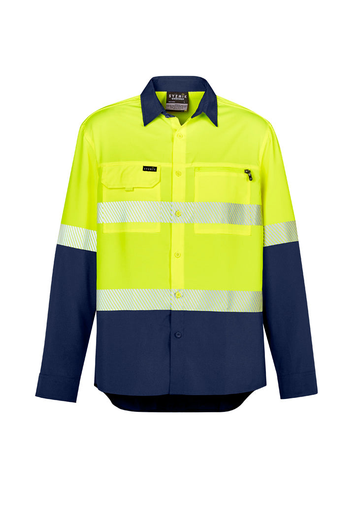 ZW470-Mens Hi Vis Outdoor Segmented Tape Long Sleeve Shirt