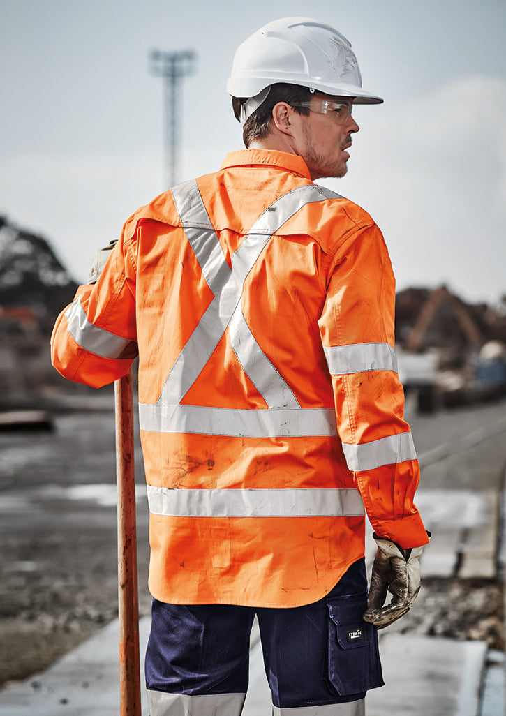 ZW690-Mens Hi Vis X Back Taped Shirt