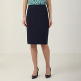 STRETCH WOOL BLEND PANEL PENCIL SKIRT