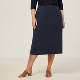 CAT2RV-Crepe Stretch Midi Length A-line Skirt