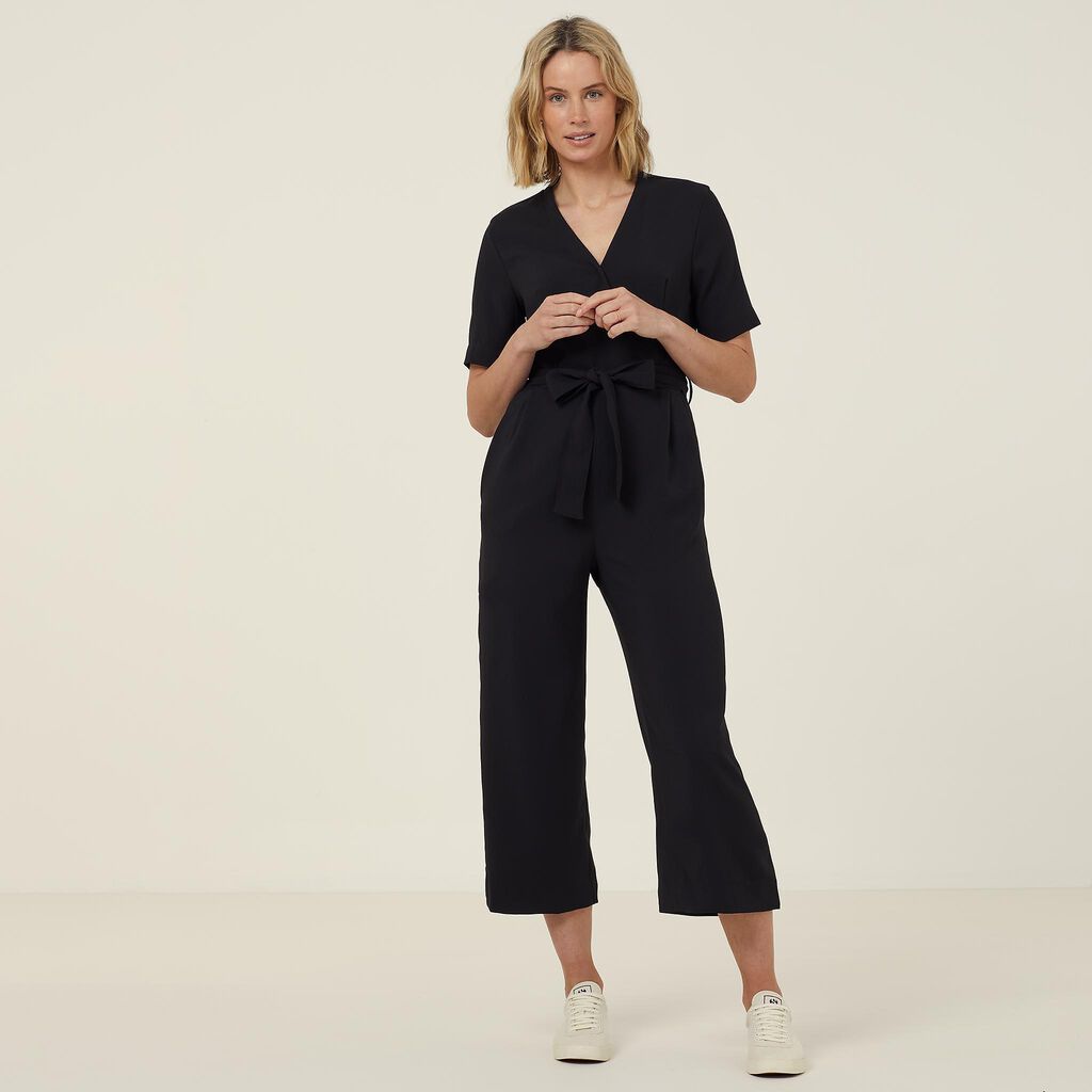 HEAVY STRETCH GEORGETTE SHORT SLEEVE JUMPSUIT