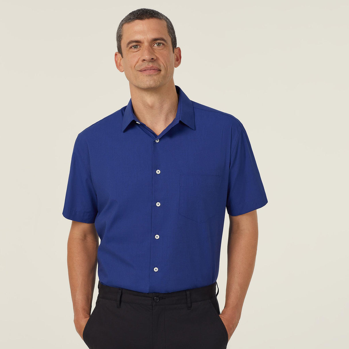 MEN'S POLY COTTON END ON END-SHORT SLEEVE SHIRT