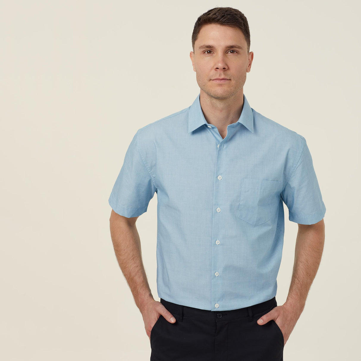 MEN'S POLY COTTON END ON END-SHORT SLEEVE SHIRT