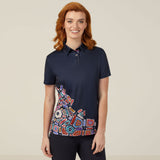 WOMEN'S POLYESTER KNIT WATER DREAMING INDIGENOUS PRINT POLO