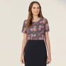 CATUSV-Polyester Print Bush Tucker Indigenous Blouse