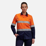 K44532-Women's Reflective Spliced Drill Shirt L/S