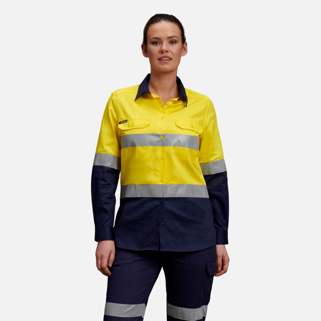 K44532-Women's Reflective Spliced Drill Shirt L/S