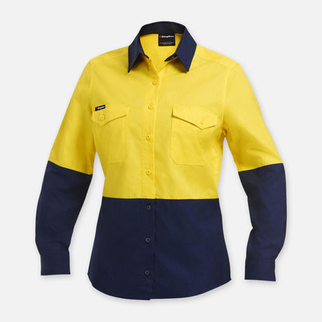 K44543-Workcool 2 Women's Hi Vis Spliced Shirt L/S