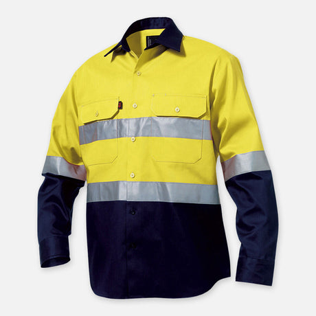 K54315-Hi-Vis Reflective Spliced Drill Shirt L/S