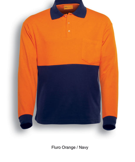 SP0380-Hi-Vis Poly/Cotton Polo -Long Sleeve