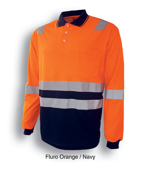 SP0537-Hi-Vis Polyface/Cotton Back Polo With Tape -L/S