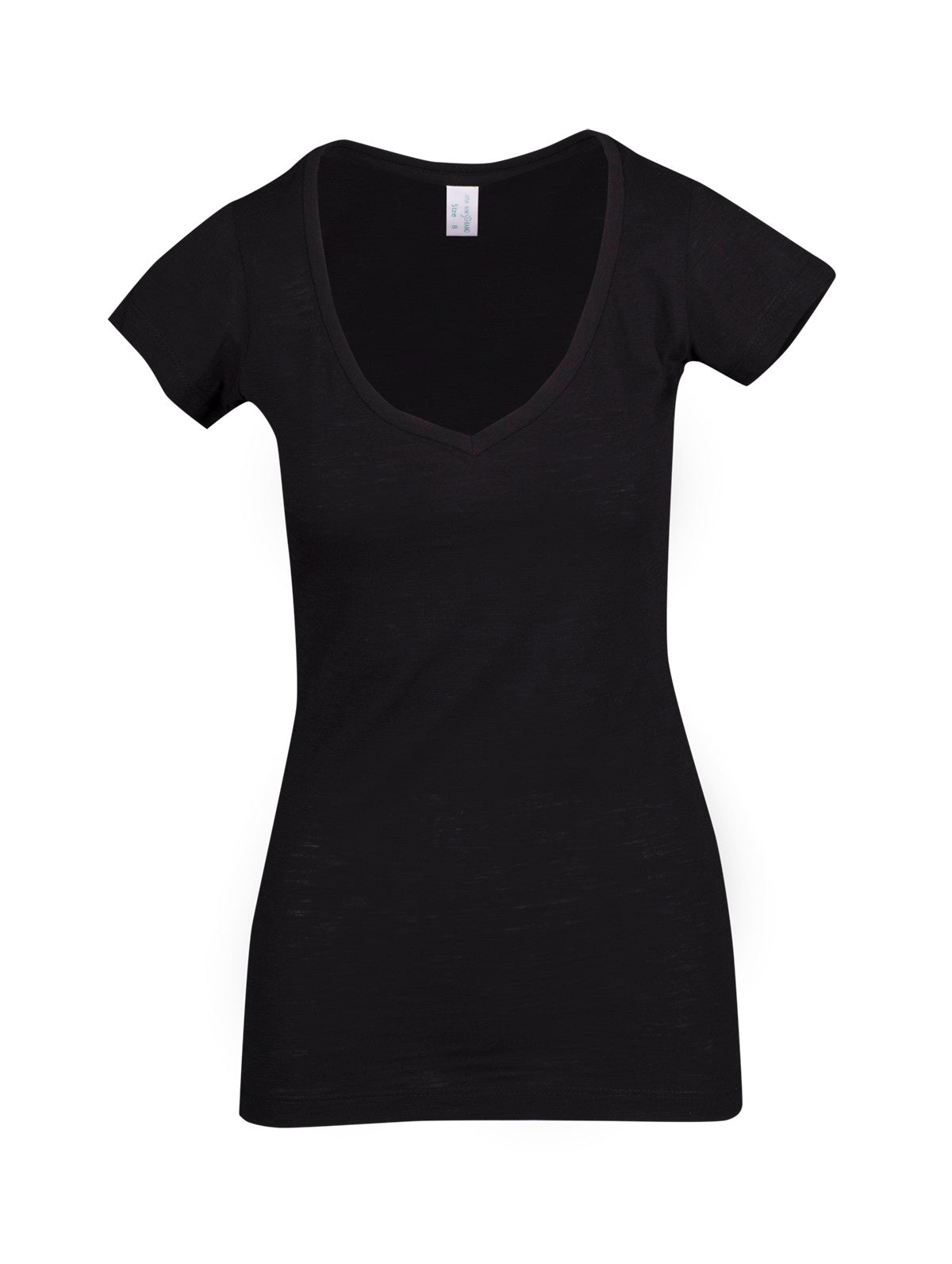 T918LD-Ladies Raw Cotton Wave V Neck Tees