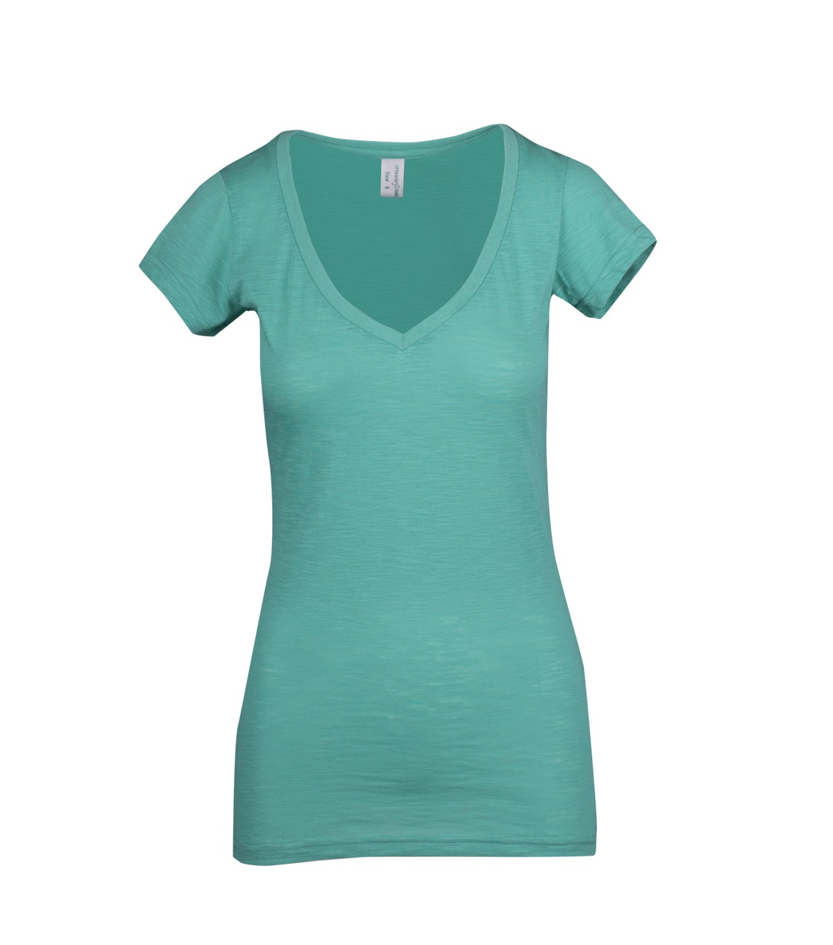 T918LD-Ladies Raw Cotton Wave V Neck Tees