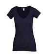 T918LD-Ladies Raw Cotton Wave V Neck Tees