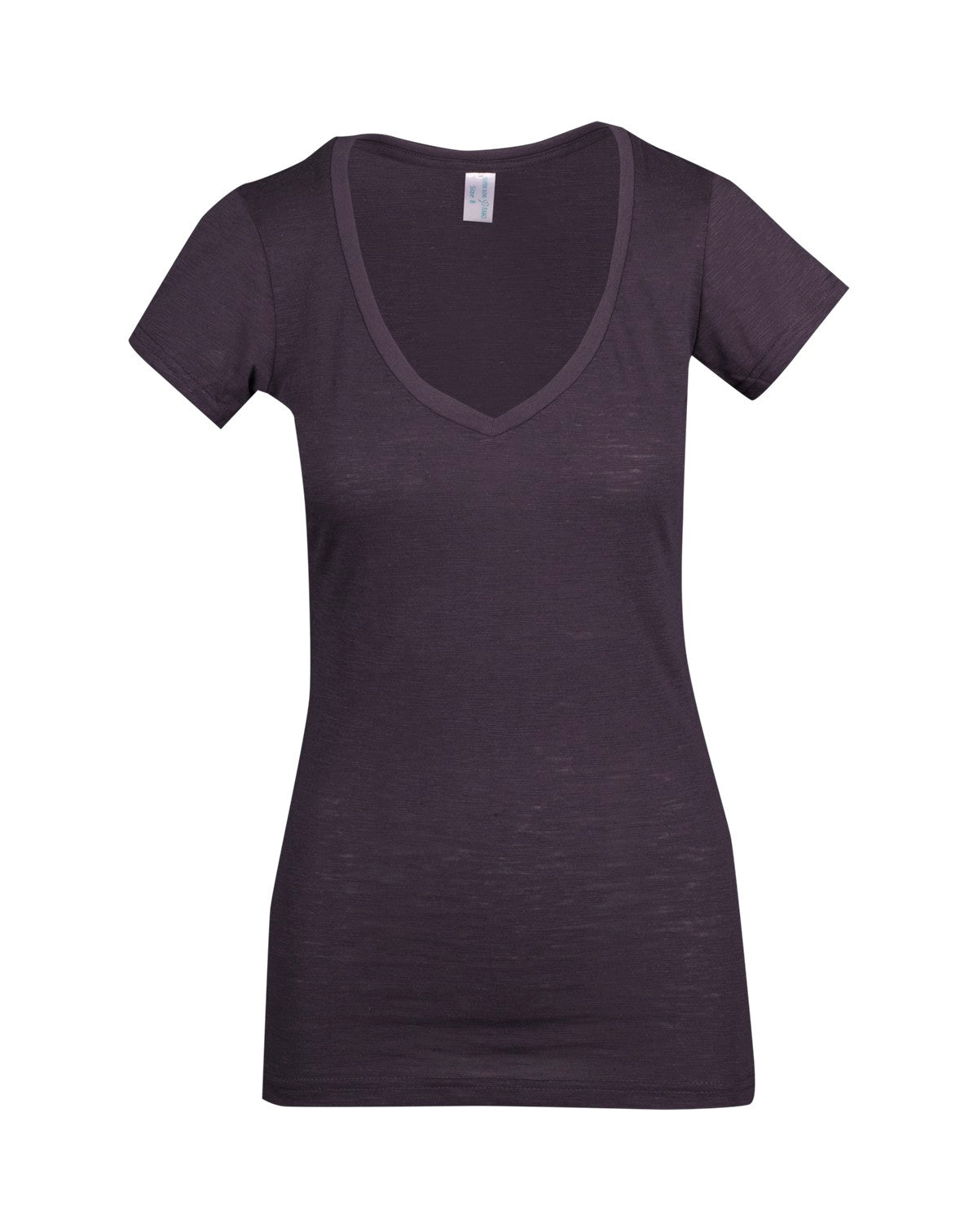 T918LD-Ladies Raw Cotton Wave V Neck Tees