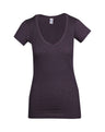 T918LD-Ladies Raw Cotton Wave V Neck Tees