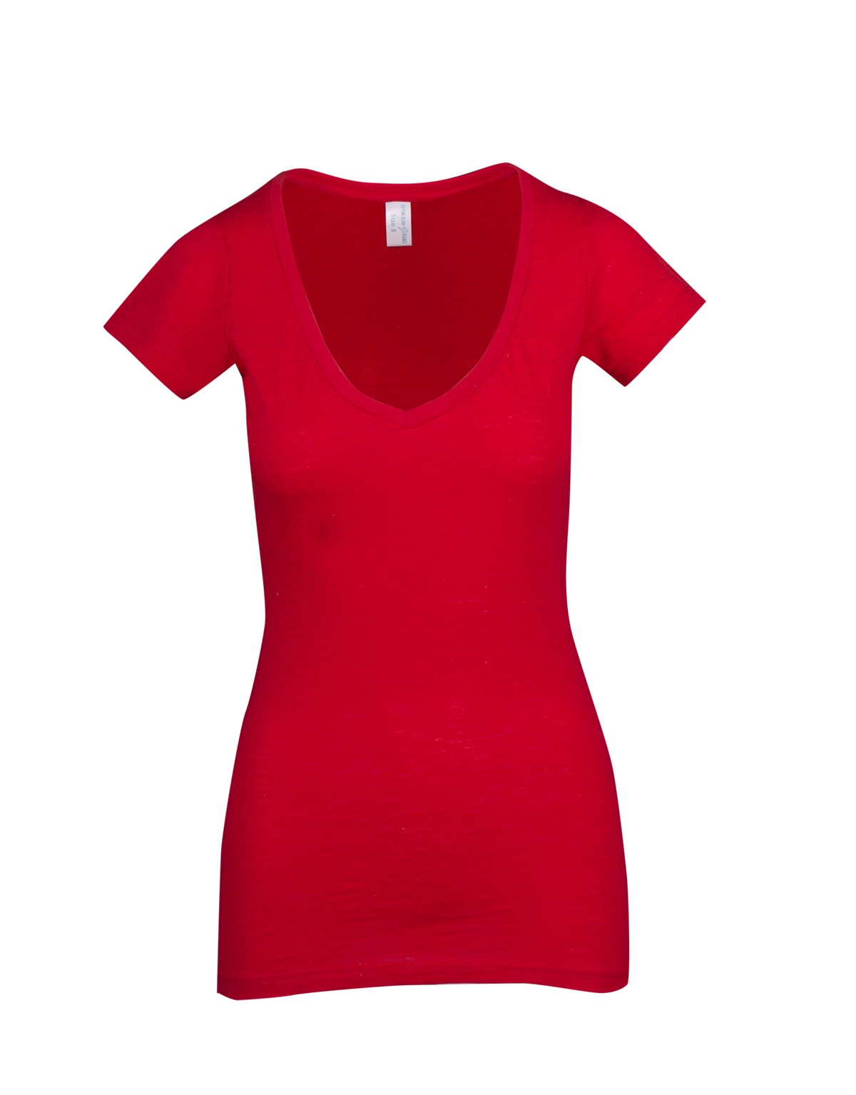 T918LD-Ladies Raw Cotton Wave V Neck Tees