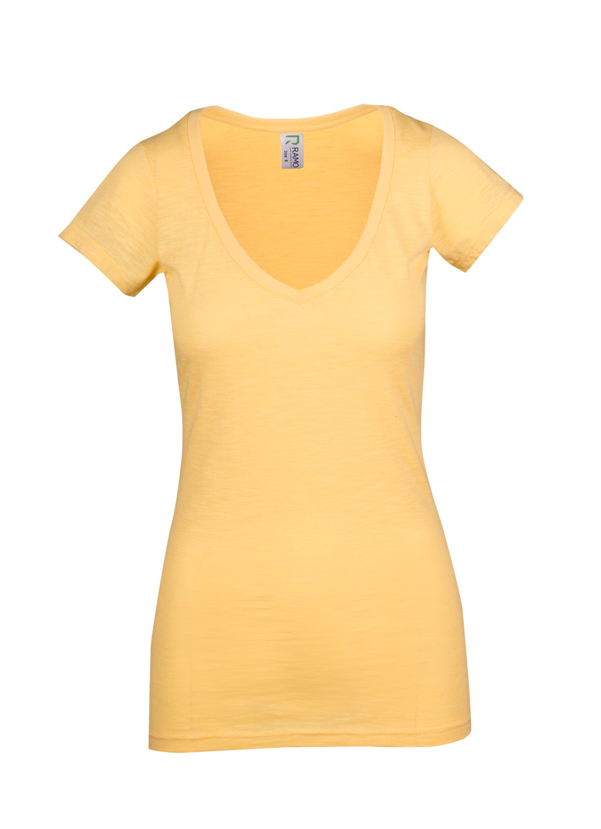 T918LD-Ladies Raw Cotton Wave V Neck Tees