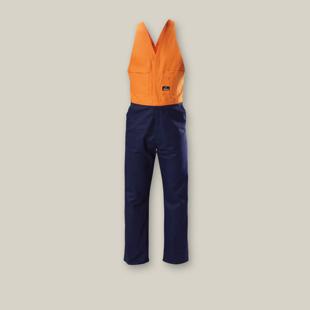 HI-VIS 2TONE ACTION BACK COTTON DRILL OVERALL