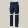 ENZYME WASHED STRAIGHT LEG TAPED DENIM JEANS