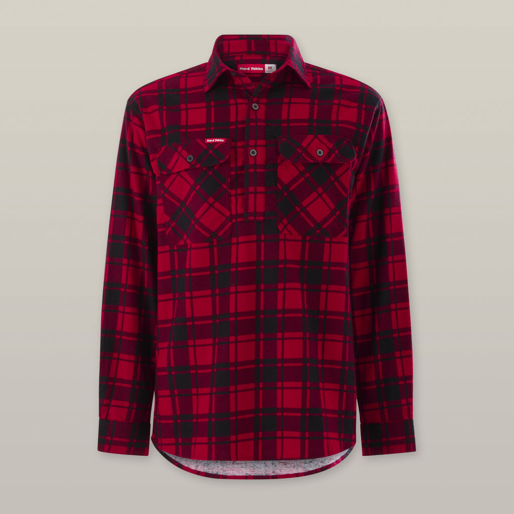 Y04006-Hard Yakka Core Mens Long Sleeve Closed Front Check Flannel Shirt