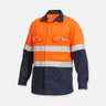 Y04350-Shieldtec FR Hi Vis Spliced Open Front L/SL Shirt with FR Tape