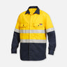 Y04350-Shieldtec FR Hi Vis Spliced Open Front L/SL Shirt with FR Tape