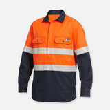 Y04550-Shieldtec FR Hi-Vis Spluiced Closed Front L/SL Shirt with FR Tape