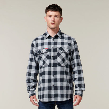 LONG SLEEVE CHECK FLANNEL COTTON WORK SHIRT