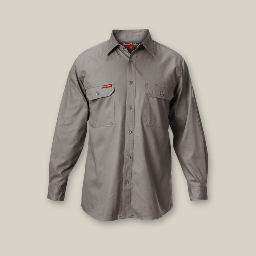 LONG SLEEVE OPEN FRONT COTTON DRILL WORK SHIRT