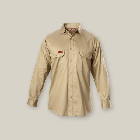 LONG SLEEVE OPEN FRONT COTTON DRILL WORK SHIRT