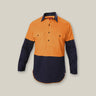 HI-VIS 2 TONE CLOSED FRONT LONG SLEEVE SHIRT WITH GUSSET