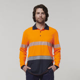 Y19619-Hard Yakka Mens Long Sleeve Hi Vis Taped Polo