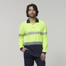 Y19619-Hard Yakka Mens Long Sleeve Hi Vis Taped Polo