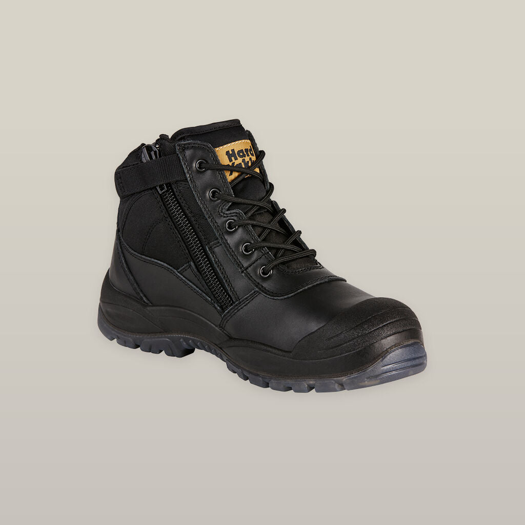 UTILITY ZIP SIDED STEEL TOE SAFETY BOOT - BLACK-Black