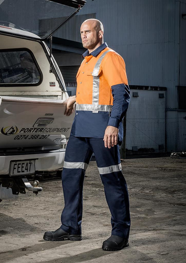 ZW550-Mens Hi Vis Closed Front L/S Shirt - Hoop Taped