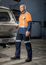 ZW550-Mens Hi Vis Closed Front L/S Shirt - Hoop Taped