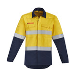 ZW140-Mens Orange Flame Hi Vis Open Front Spliced Shirt - Hoop Taped
