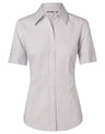 M8200S Women's Ticking Stripe Short Sleeve Shirt