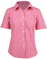 M8300S Ladies' Gingham Check Short Sleeve Shirt