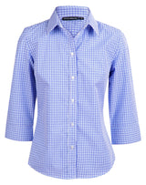 M8320Q Ladies' Multi-Tone Check 3/4 Sleeve Shirt