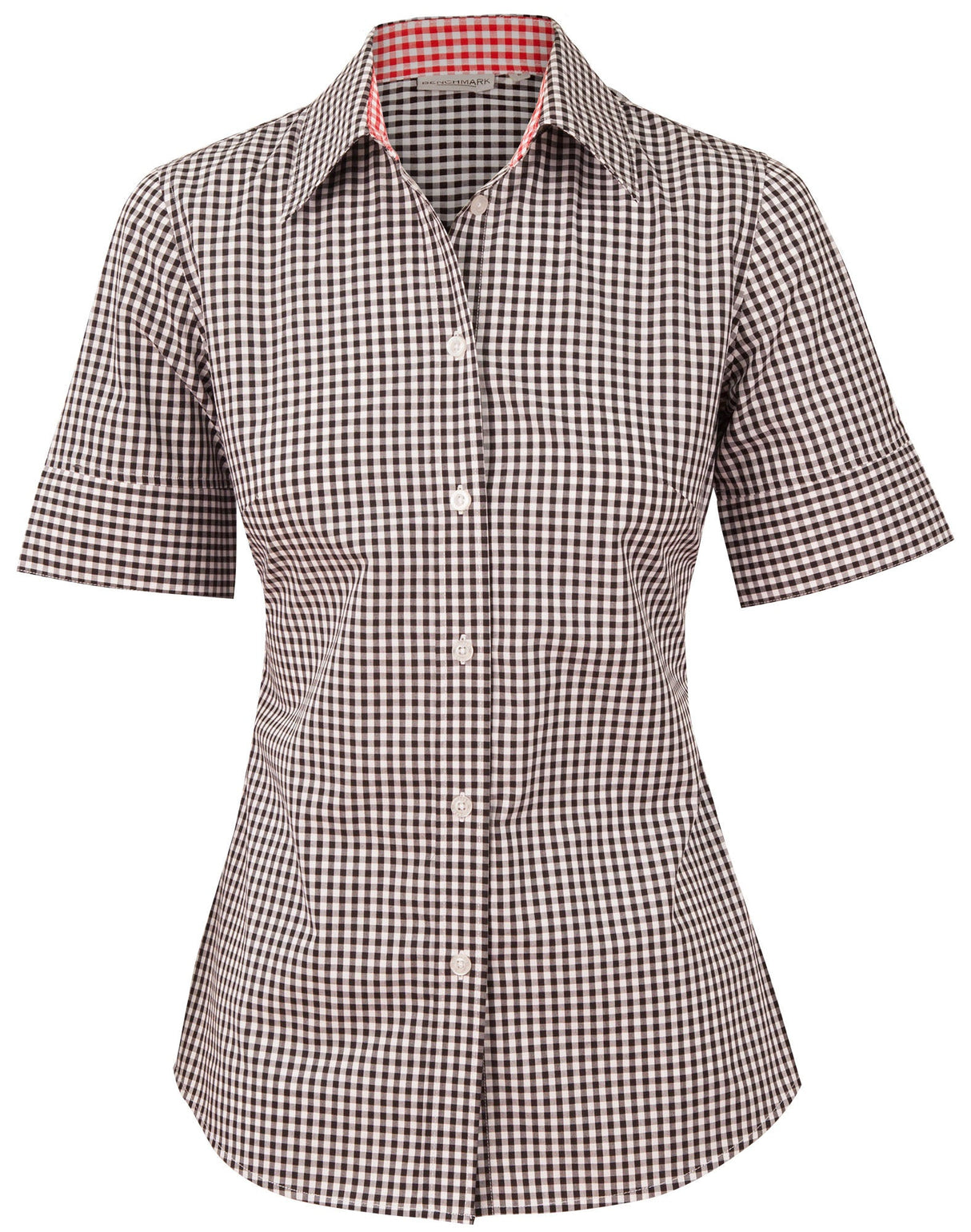 M8330S Ladies' Gingham Check Short Sleeve Shirt