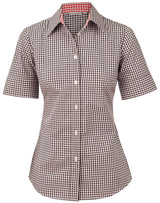 M8330S Ladies' Gingham Check Short Sleeve Shirt