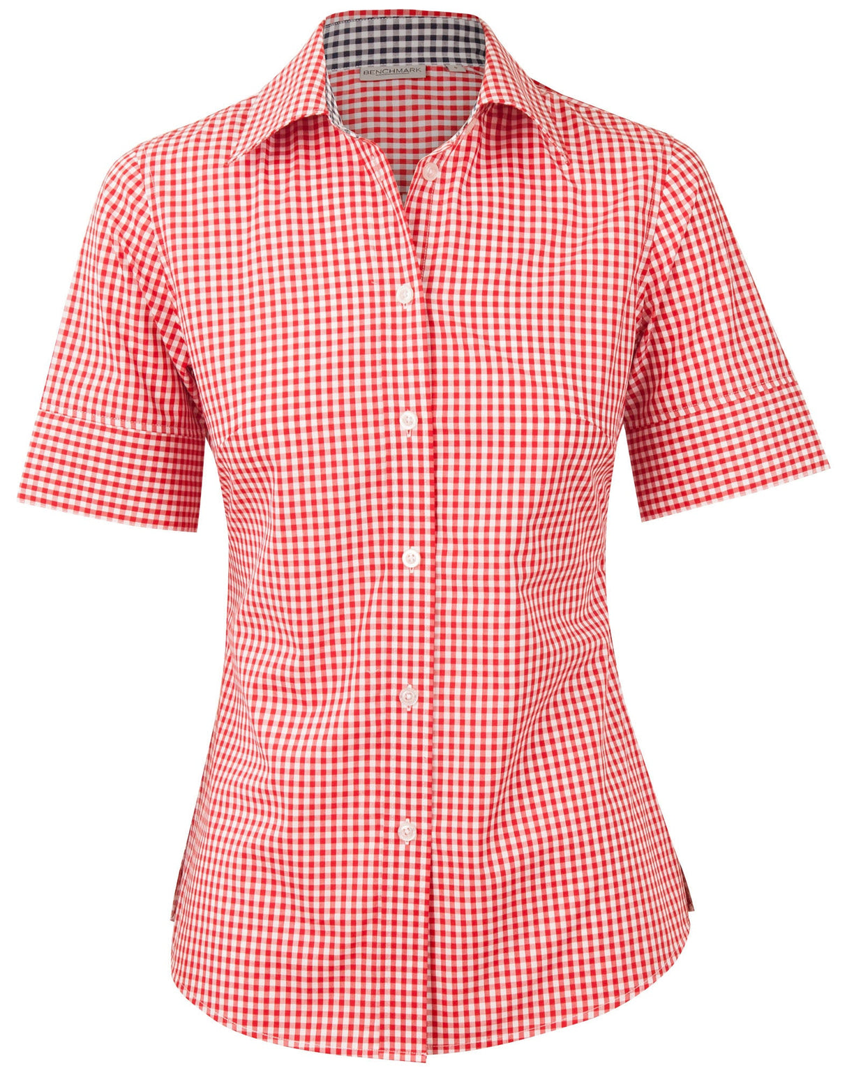 M8330S Ladies' Gingham Check Short Sleeve Shirt