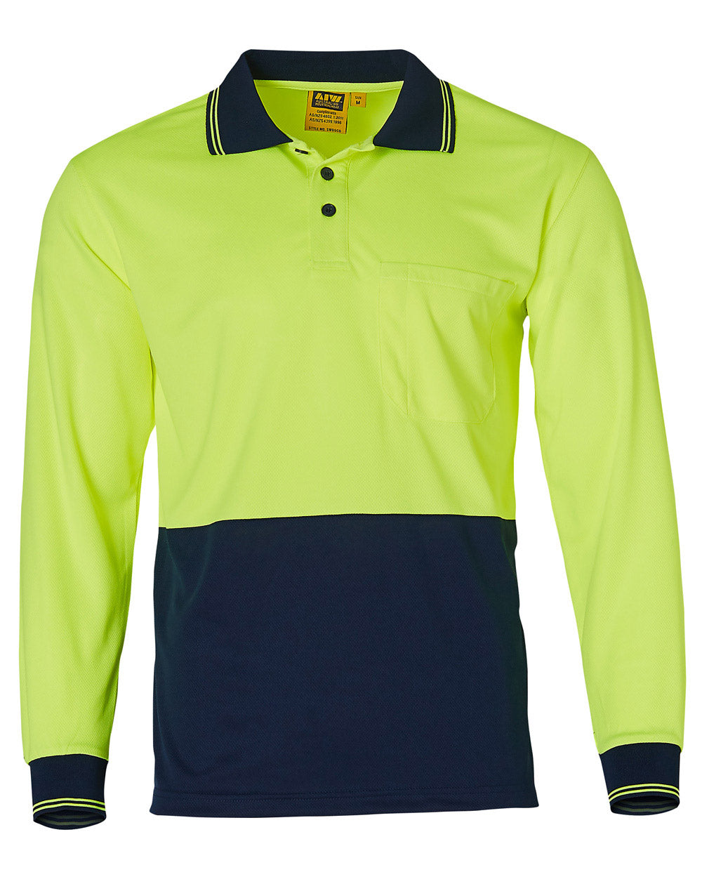 AIW SW05TD HI-VIS TRUEDRY MICRO-MESH SAFETY LONG SLEEVE POLO